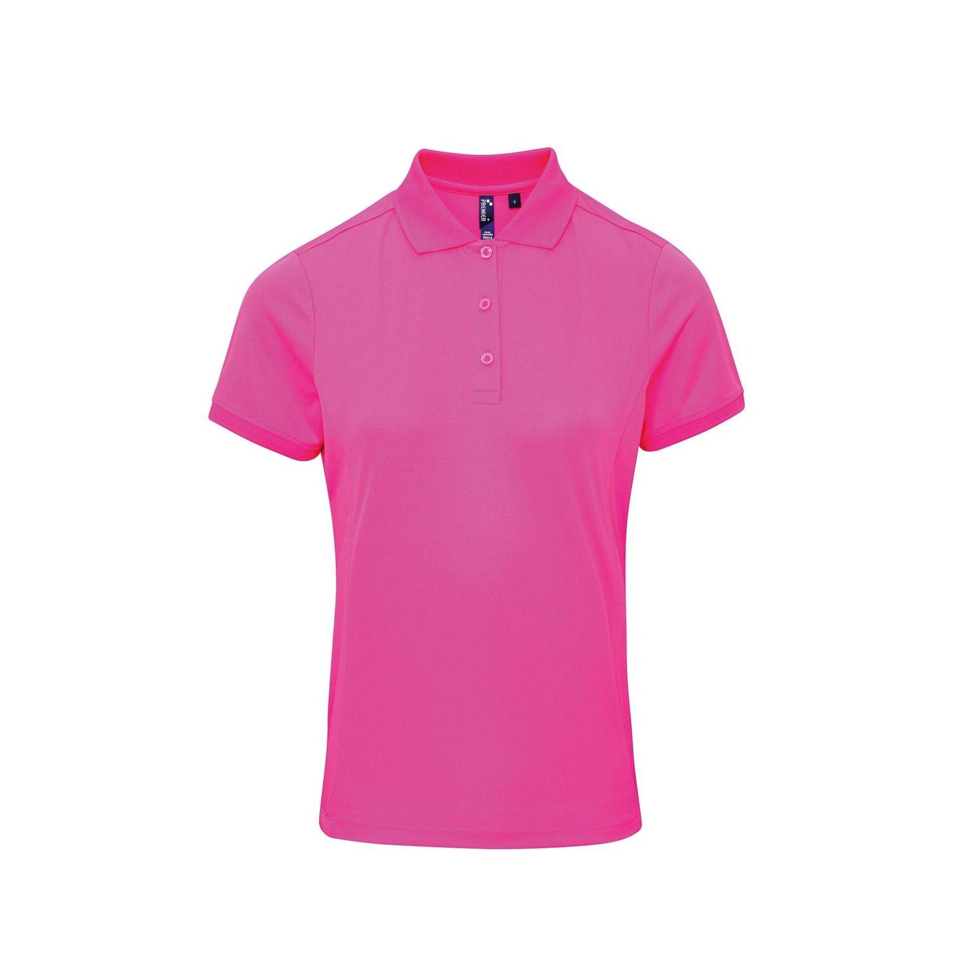 PREMIER - Coolchecker Piqué PoloShirt Polohemd, Kurzarm, für Damen, Pink, Größe M von PREMIER