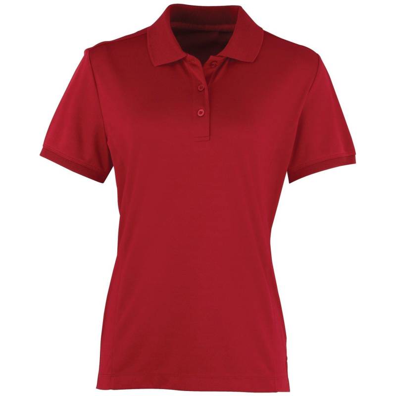 Coolchecker Piqué Poloshirt Polohemd, Kurzarm Damen Weinrot M von PREMIER