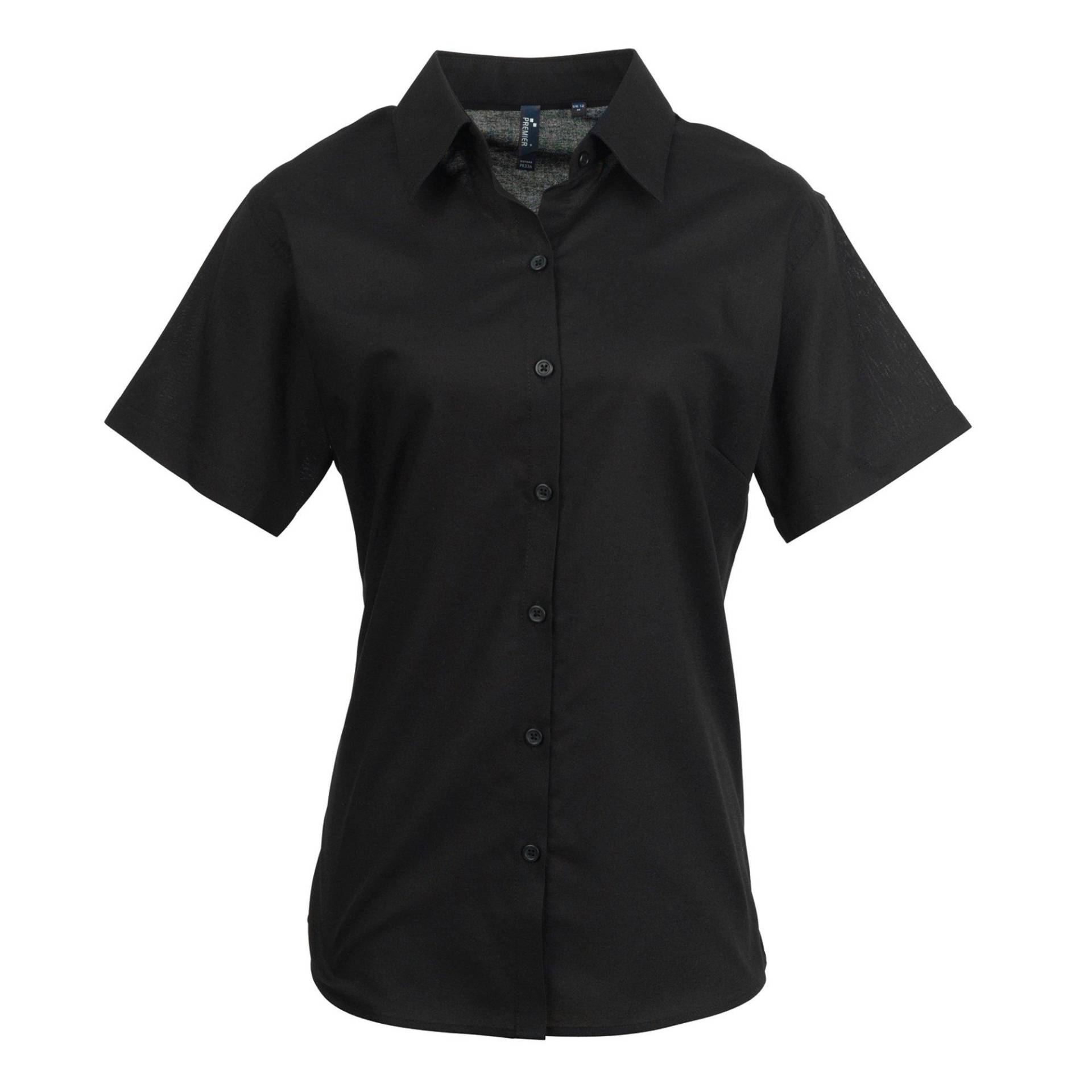 PREMIER - OxfordBluse Bluse Arbeitshemd, kurzärmlig, für Damen, Schwarz, Größe 40 von PREMIER