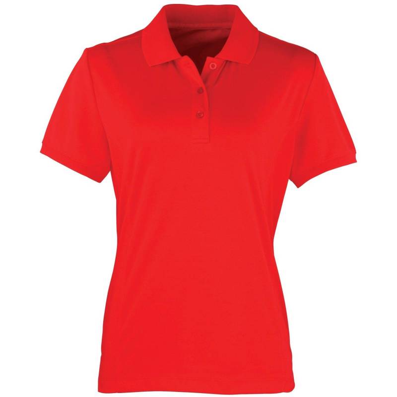 PREMIER - Coolchecker Piqué PoloShirt Polohemd, Kurzarm, für Damen, Rot, Größe M von PREMIER