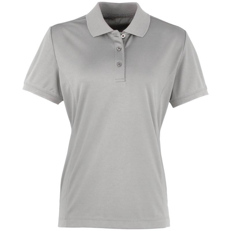 PREMIER - Coolchecker Piqué PoloShirt Polohemd, Kurzarm, für Damen, Silber, Größe XL von PREMIER