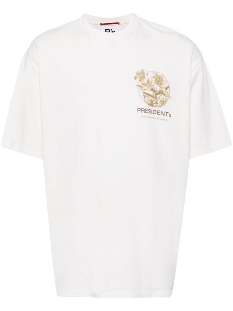 PRESIDENT'S floral-print cotton T-shirt - Neutrals von PRESIDENT'S