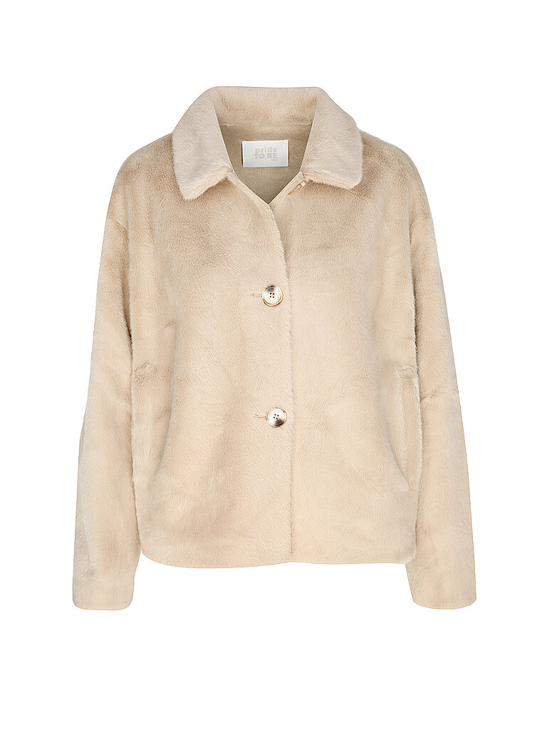 PRIDE TO BE Jacke in Felloptik DARIA beige | L von PRIDE TO BE