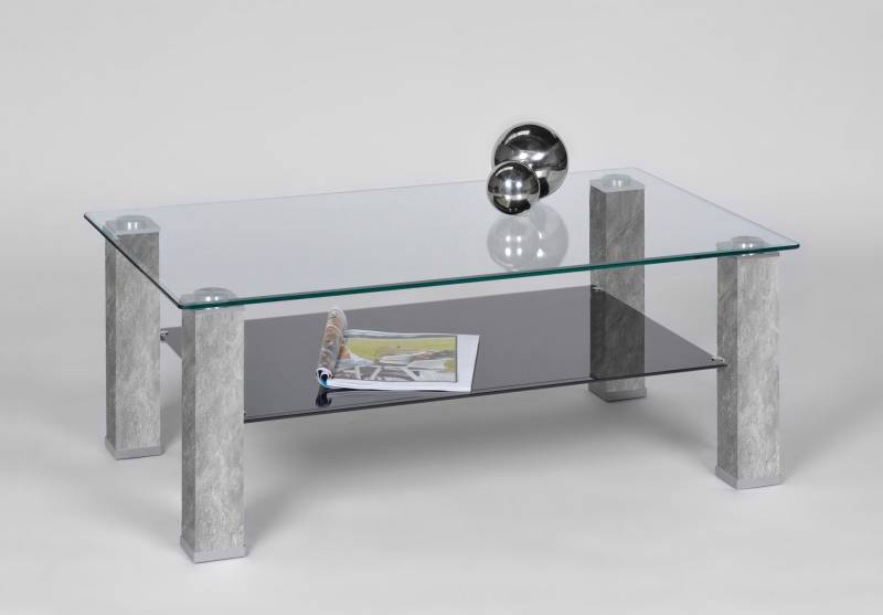 PRO Line Couchtisch, mit Glasplatte, Glasboden, Gestell aus Holz, rechteckig von PRO Line