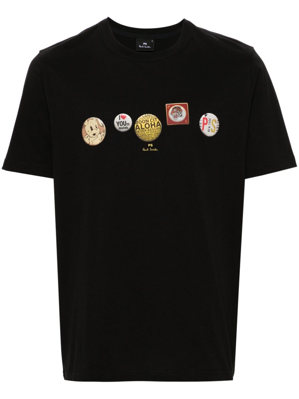 PS Paul Smith Badges-print organic-cotton T-shirt - Black von PS Paul Smith