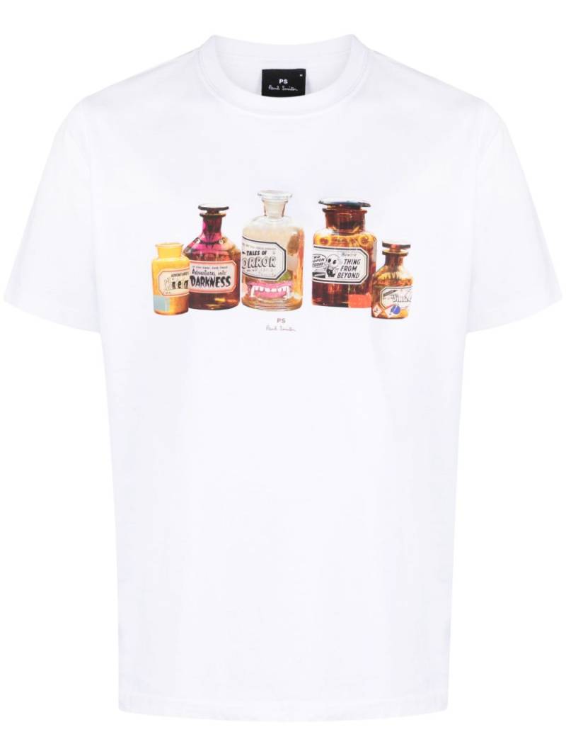 PS Paul Smith Bottles graphic-print organic-cotton T-shirt - White von PS Paul Smith