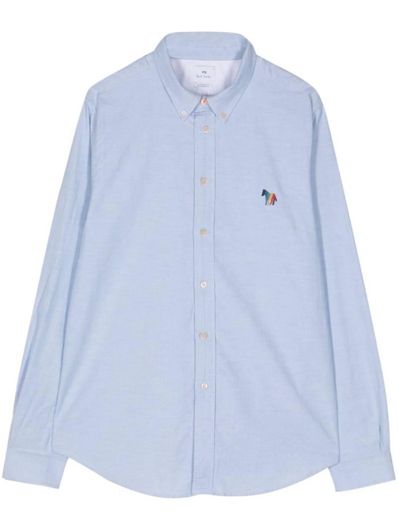 PS Paul Smith Embroidered Zebra Cotton Shirt - Blue von PS Paul Smith