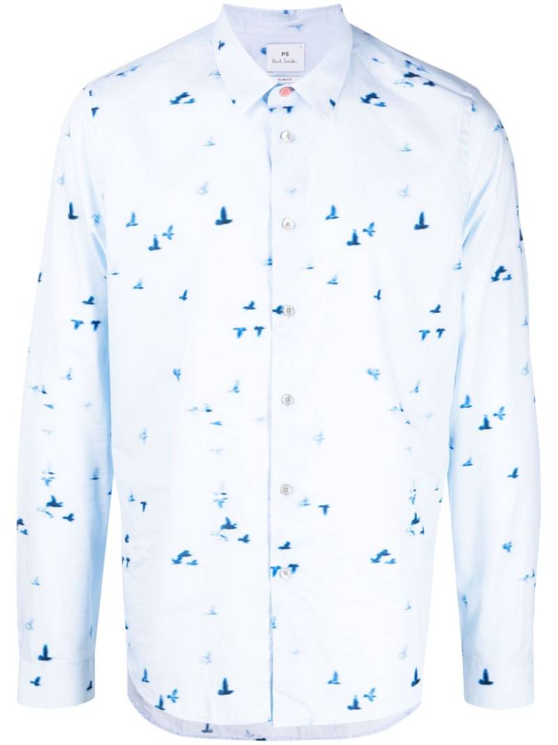 PS Paul Smith Flock-print cotton shirt - Blue von PS Paul Smith