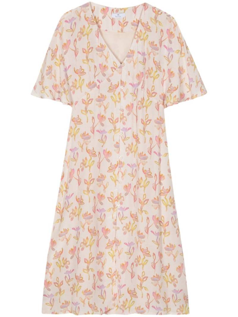 PS Paul Smith Oleander-print midi dress - Pink von PS Paul Smith