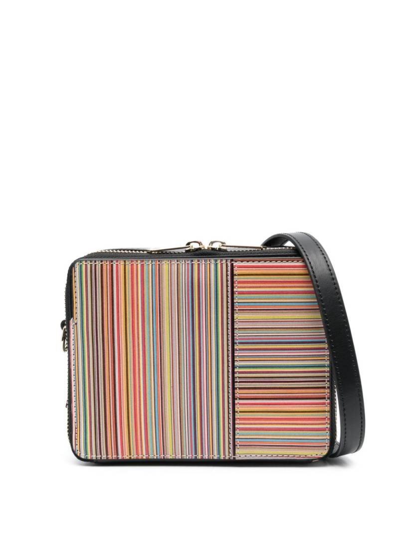 Paul Smith Signature Stripe leather crossbody bag - Black von Paul Smith