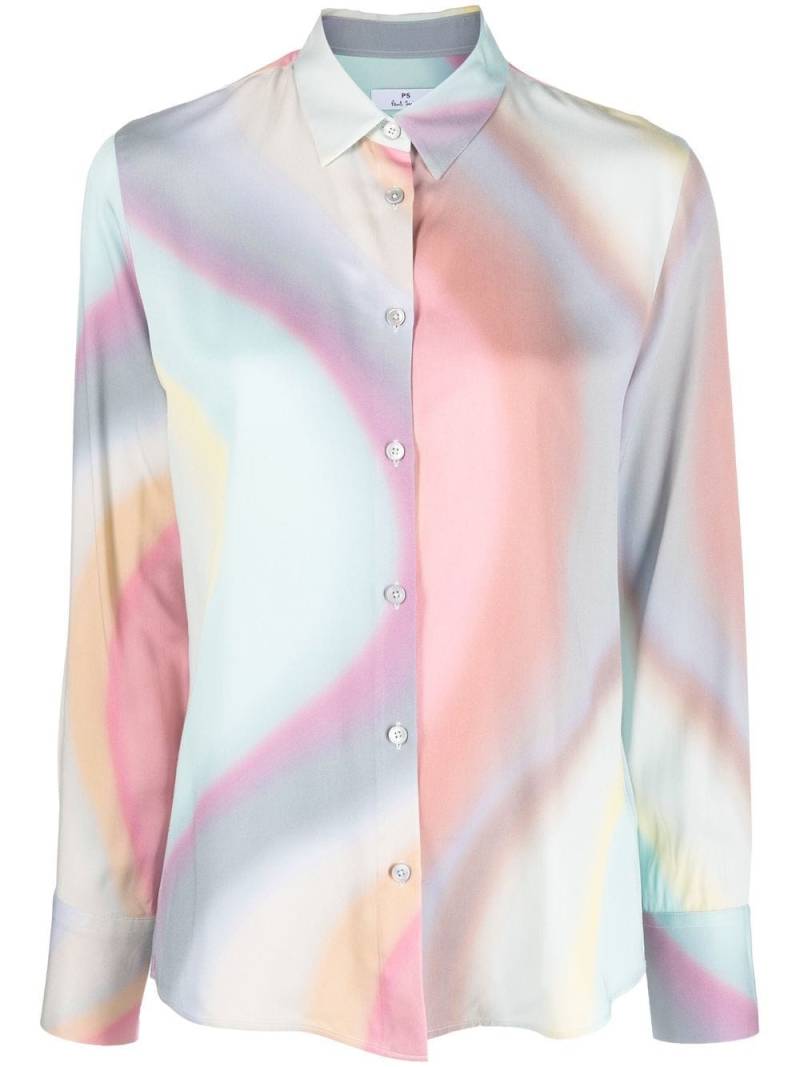 PS Paul Smith abstract-print long-sleeved shirt - Blue von PS Paul Smith