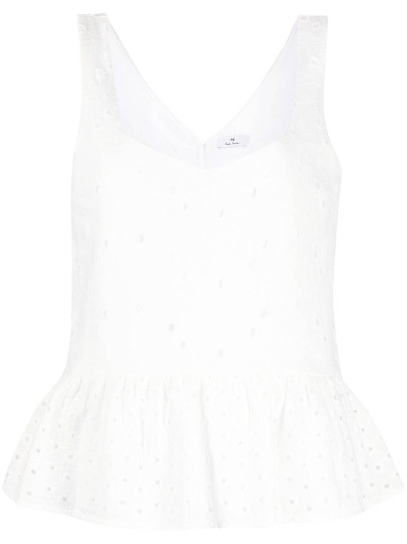 PS Paul Smith broderie anglaise peplum-hem blouse - White von PS Paul Smith