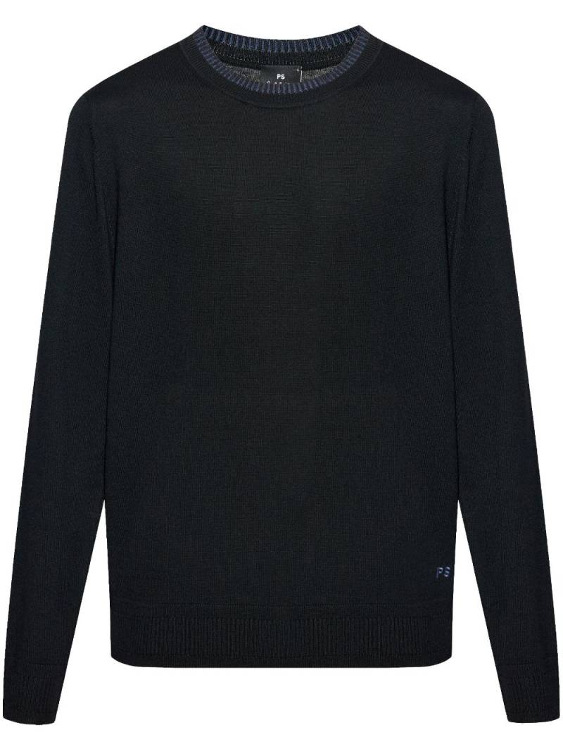 PS Paul Smith contrast-collar merino wool sweater - Black von PS Paul Smith