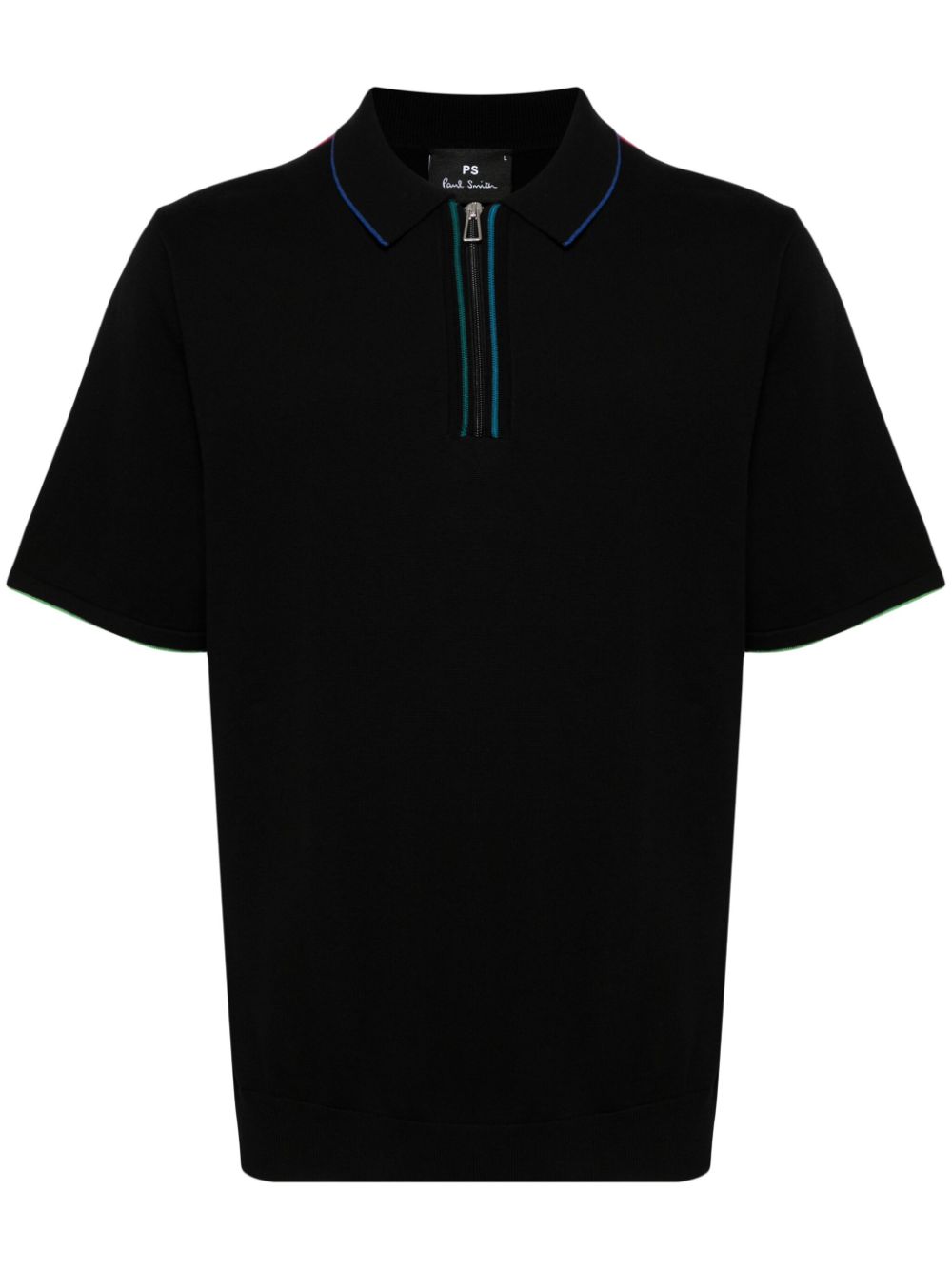 PS Paul Smith contrasting-trim zip-fastening polo shirt - Black von PS Paul Smith