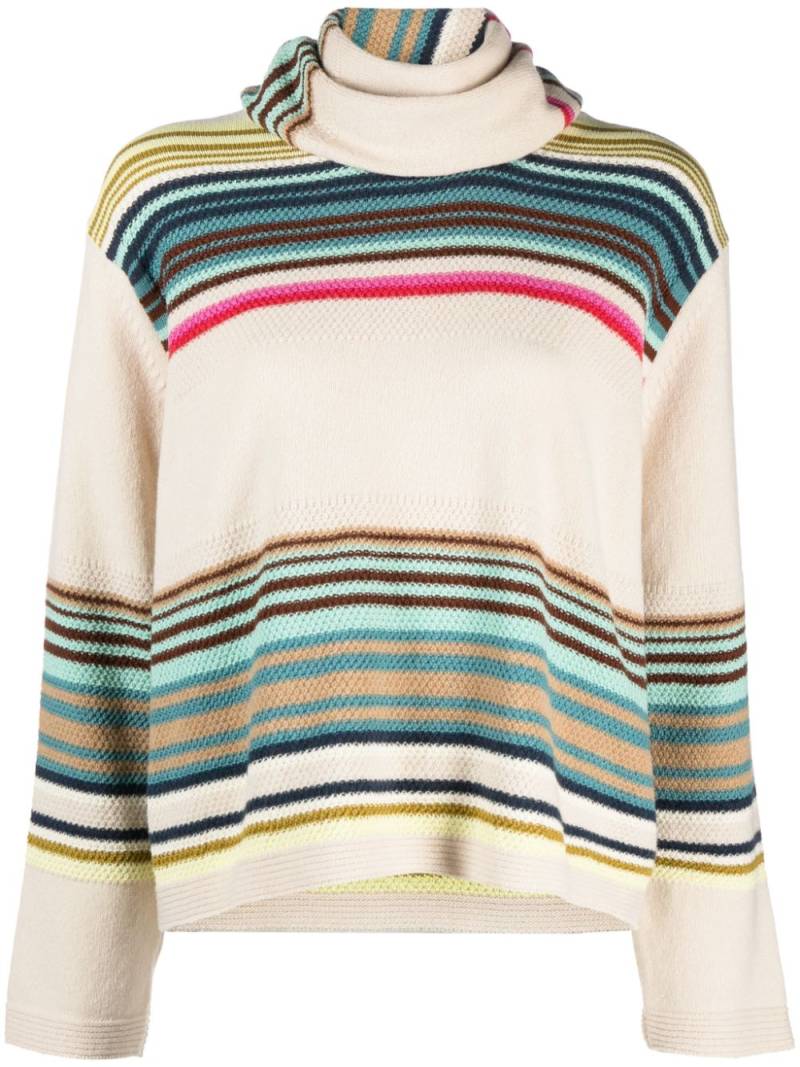 PS Paul Smith draped-detail striped jumper - Neutrals von PS Paul Smith