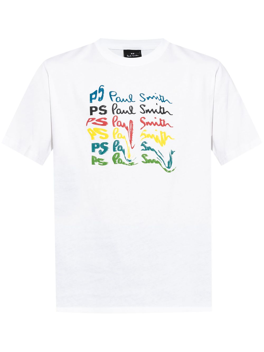 PS Paul Smith dripping-effect signature-print T-shirt - White von PS Paul Smith