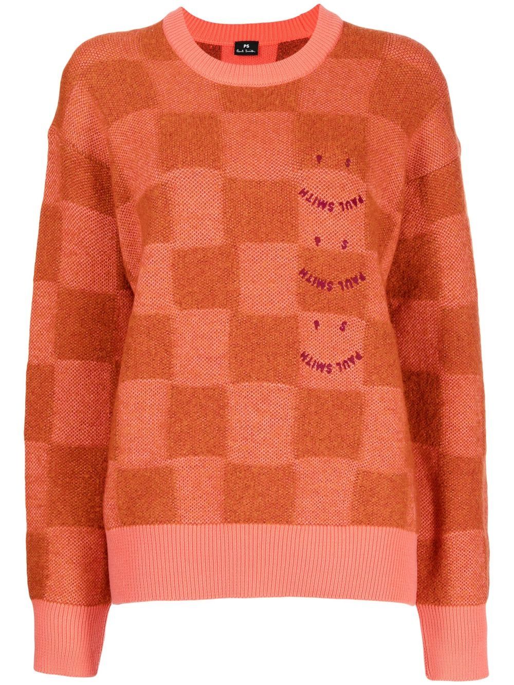 PS Paul Smith embroidered check-pattern jumper - Orange von PS Paul Smith