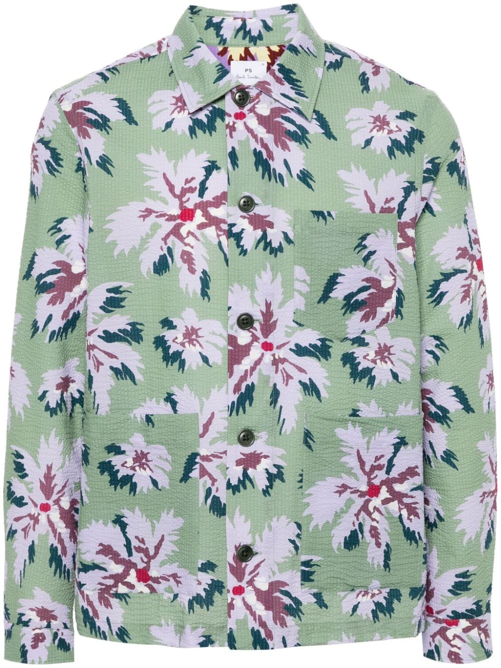 PS Paul Smith floral-print seersucker shirt jacket - Green von PS Paul Smith