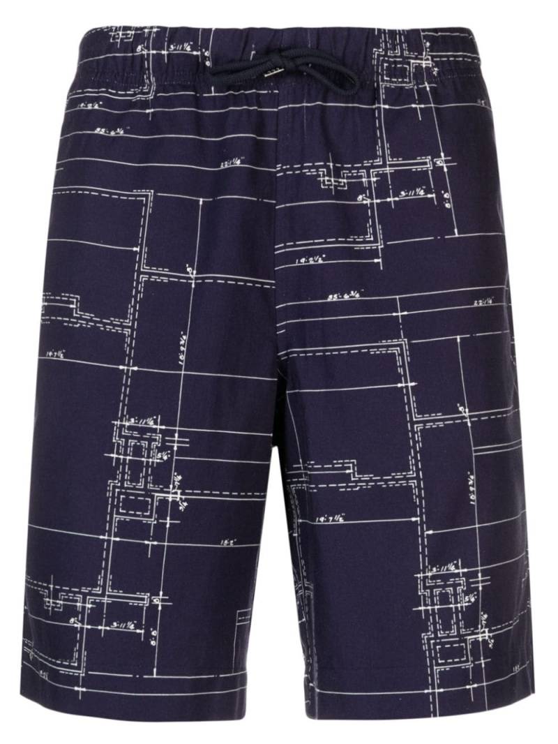 PS Paul Smith graphic-print cotton shorts - Blue von PS Paul Smith