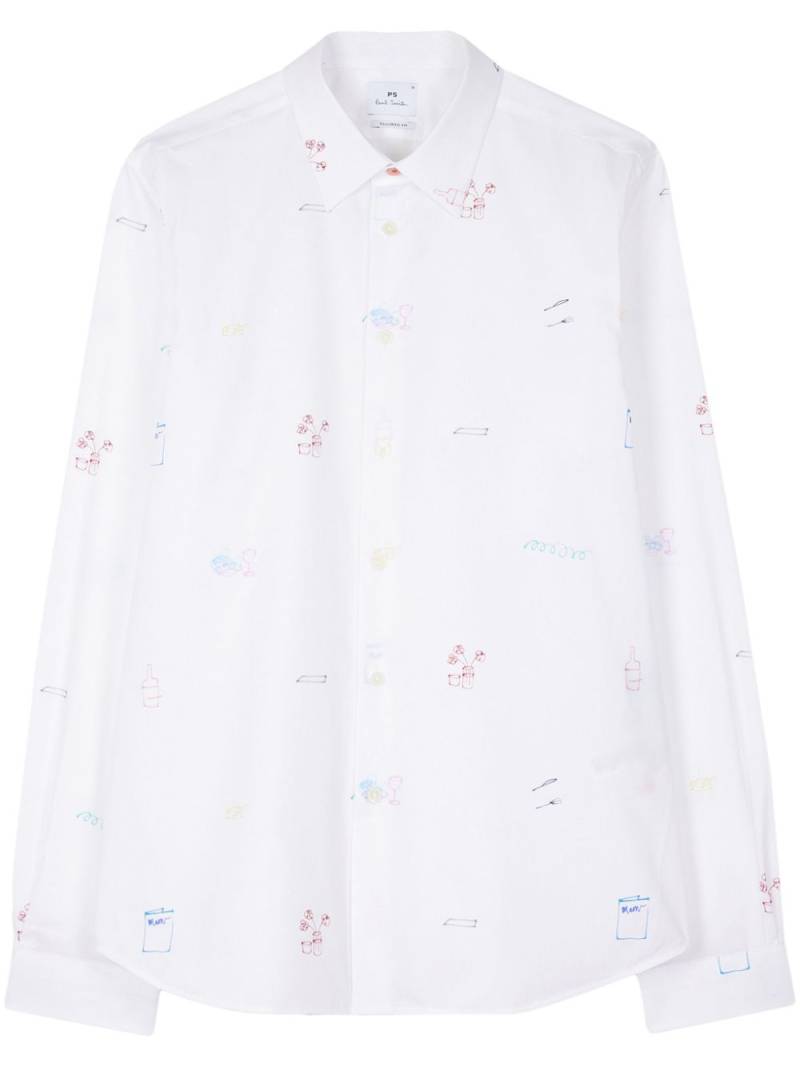 PS Paul Smith graphic-print organic cotton shirt - White von PS Paul Smith