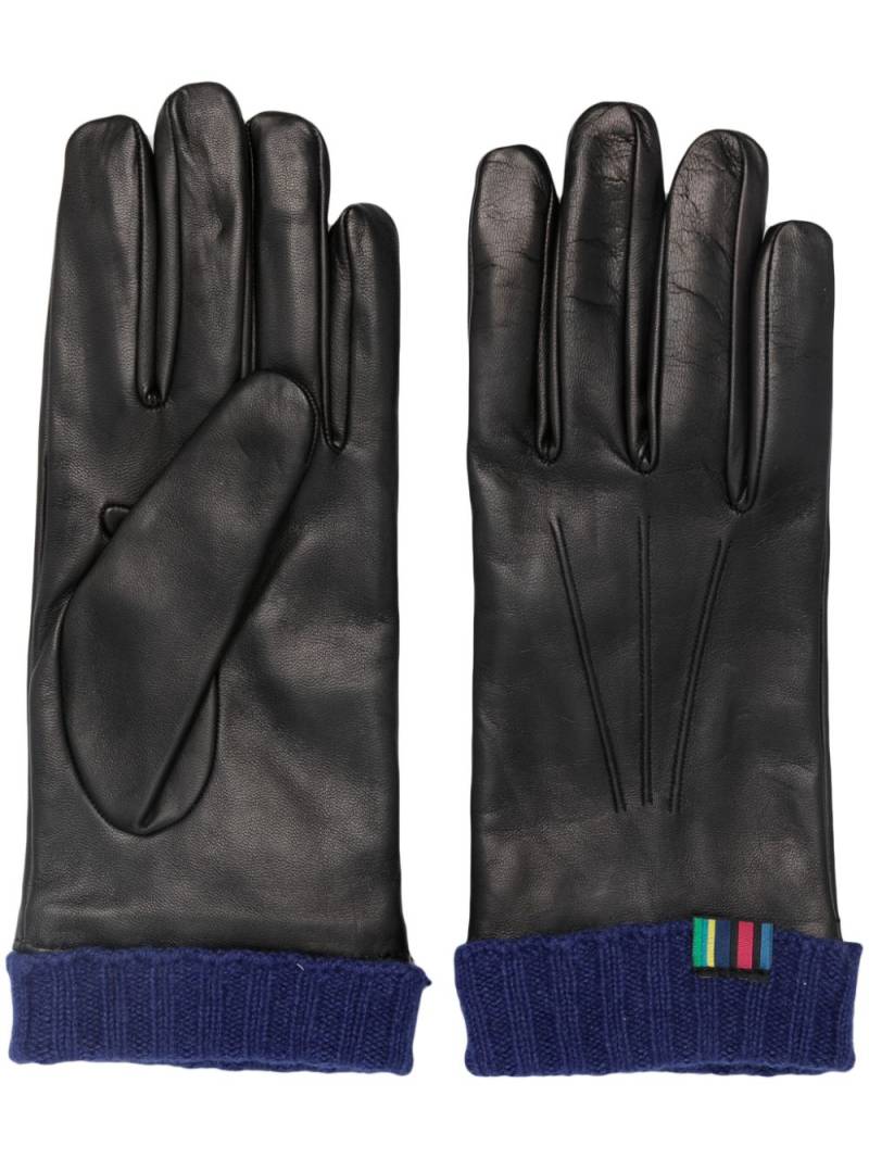 PS Paul Smith logo-embroidered leather gloves - Black von PS Paul Smith