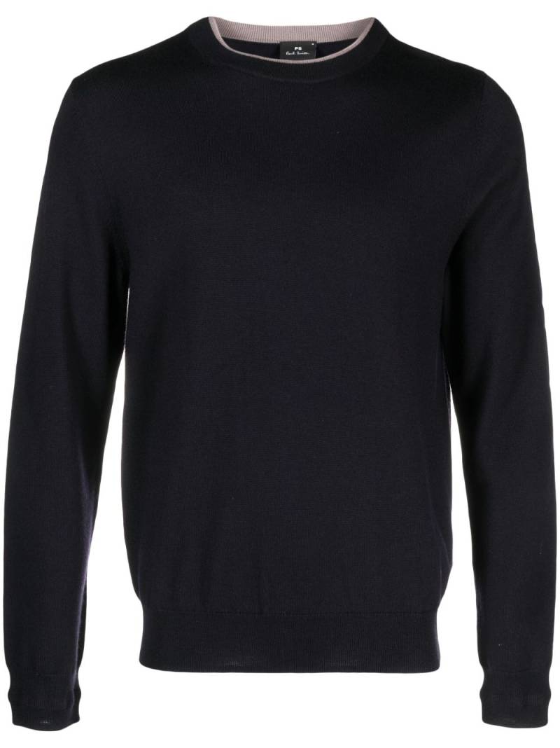 PS Paul Smith logo-embroidered merino jumper - Blue von PS Paul Smith