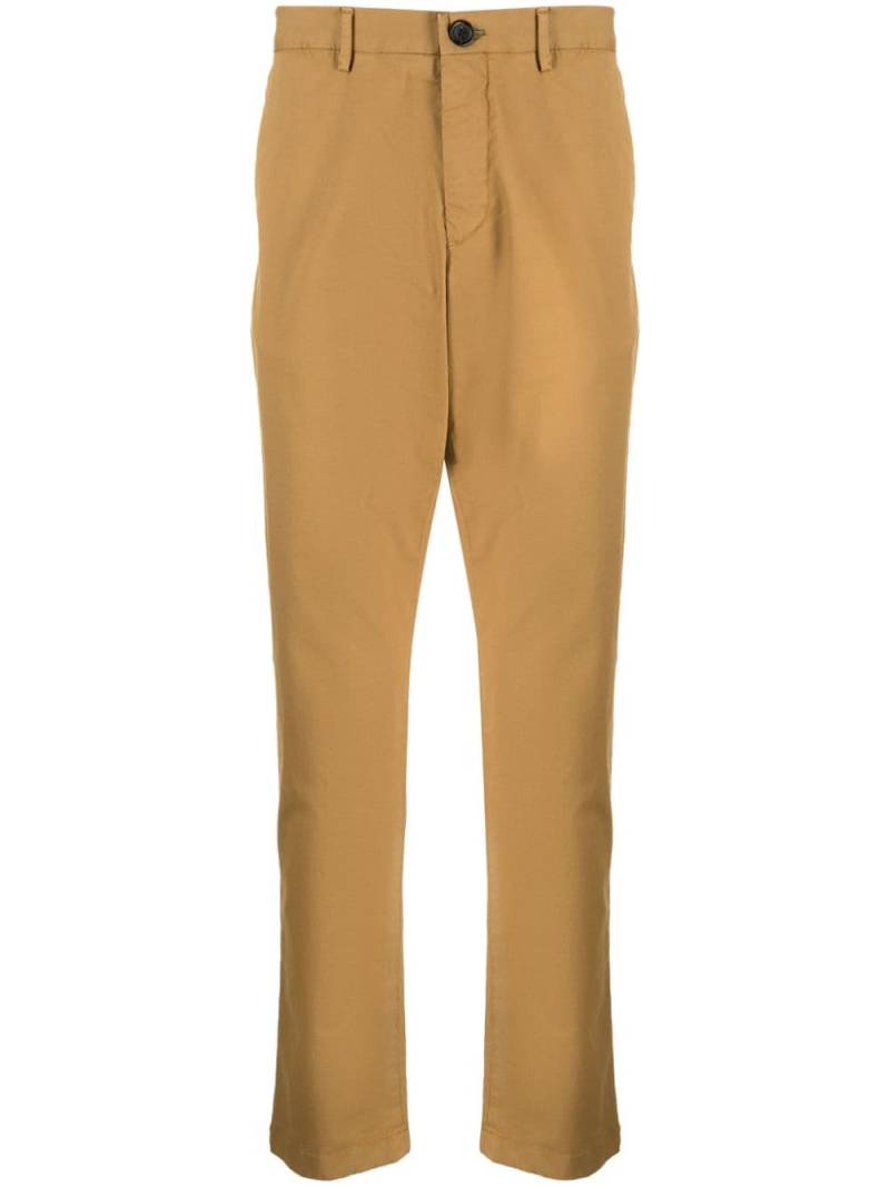 PS Paul Smith logo-embroidered organic cotton-blend straight-leg trousers - Brown von PS Paul Smith