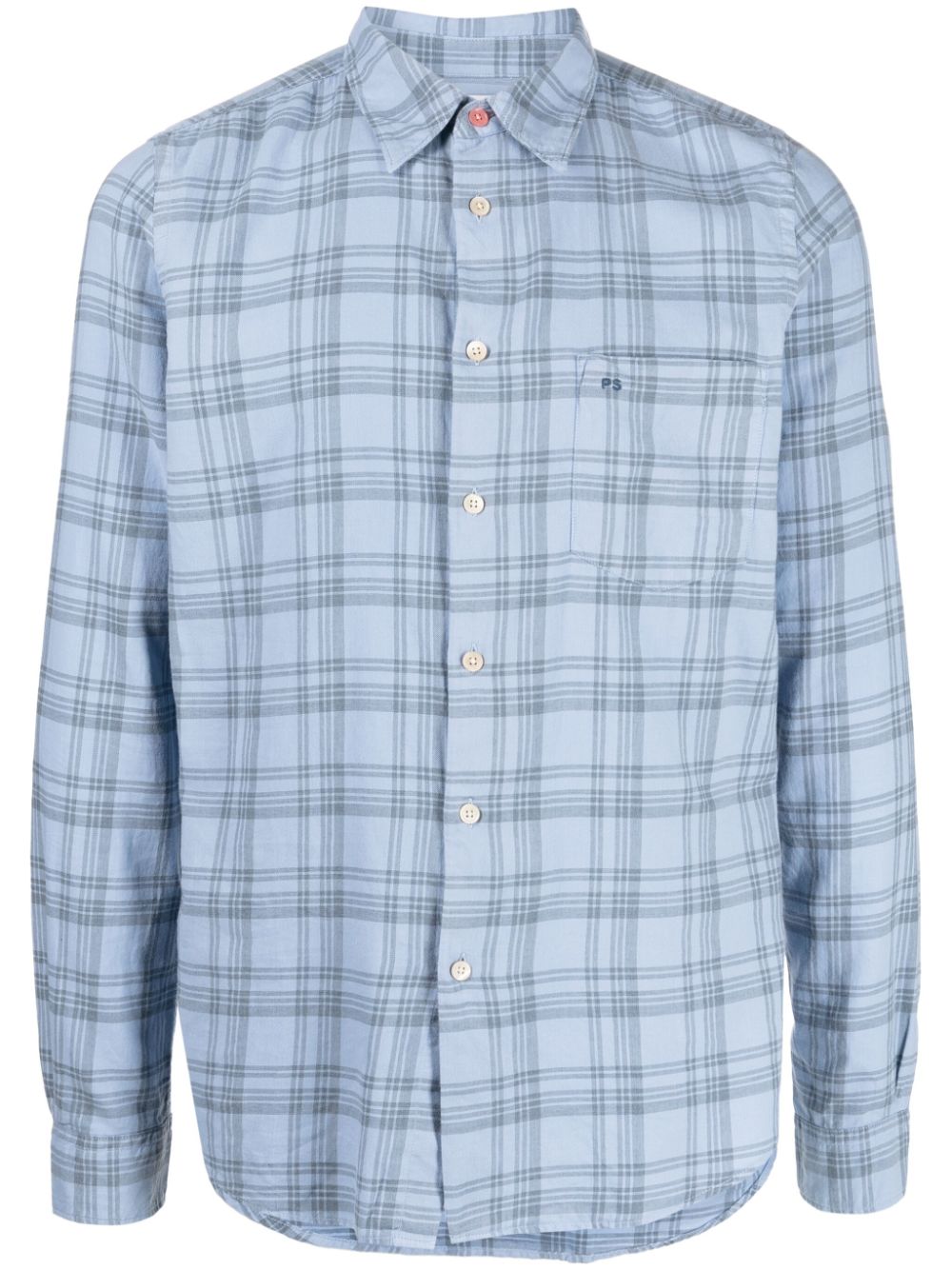 PS Paul Smith logo-embroidered plaid shirt - Blue von PS Paul Smith