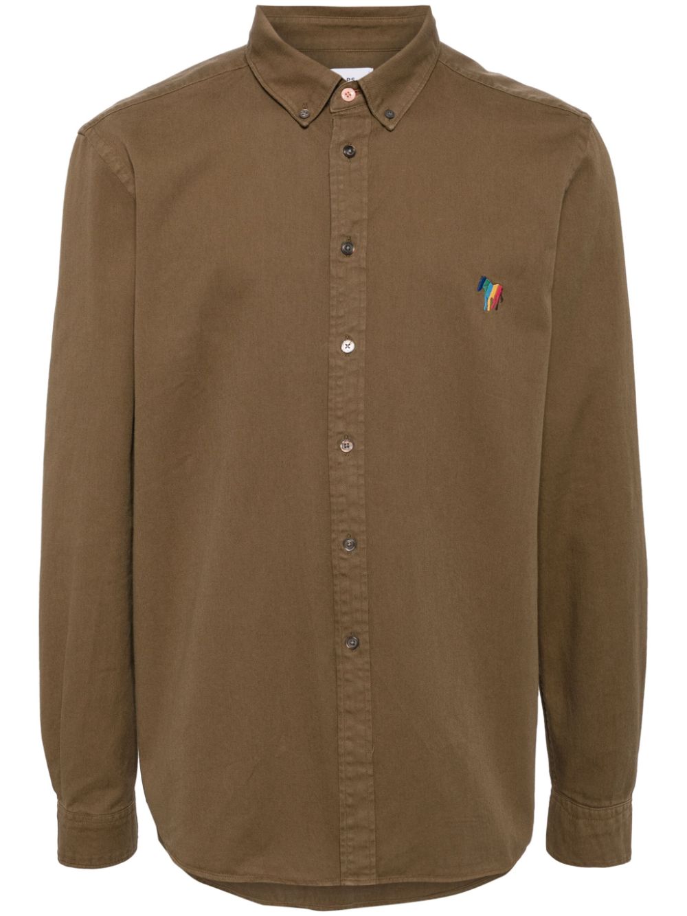 PS Paul Smith logo-embroidered poplin shirt - Brown von PS Paul Smith