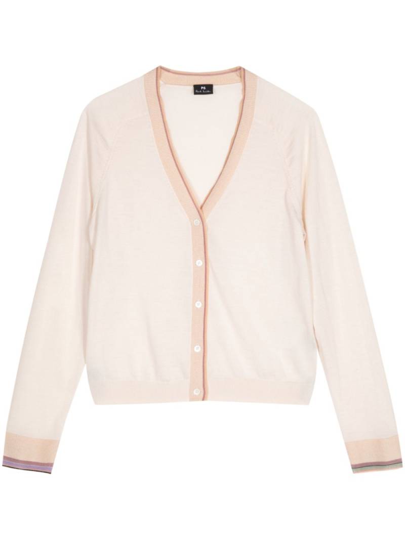 PS Paul Smith stripe-trimmed cardigan - Neutrals von PS Paul Smith