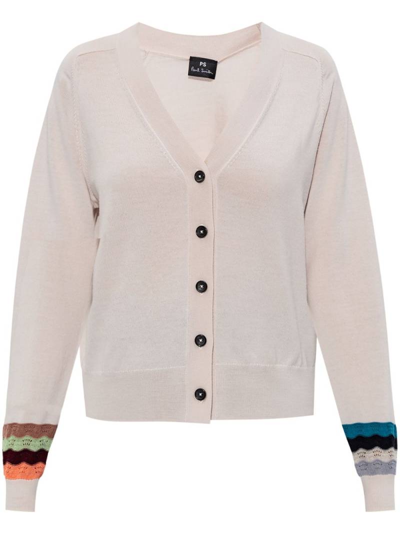 PS Paul Smith striped-cuff cardigan - Neutrals von PS Paul Smith