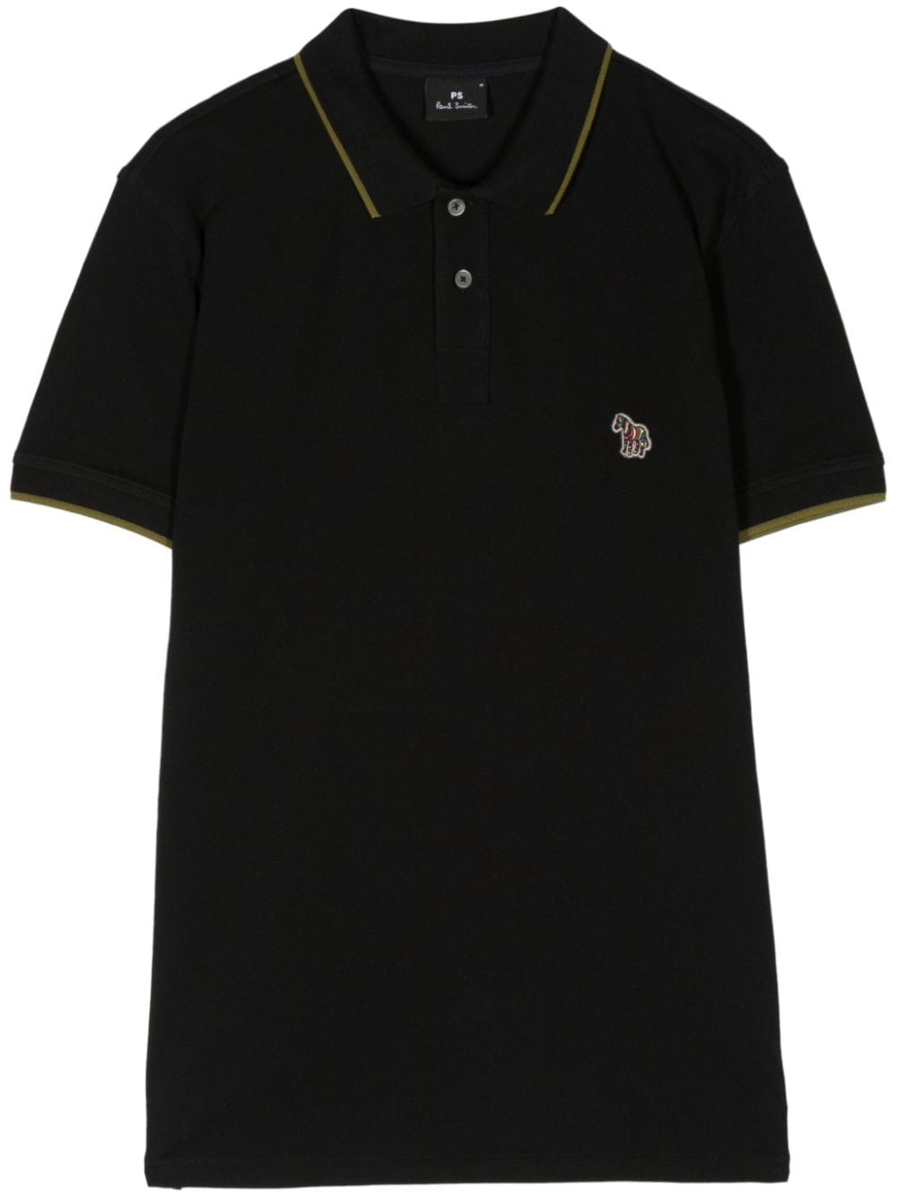 PS Paul Smith zebra-embroidered organic cotton polo shirt - Black von PS Paul Smith