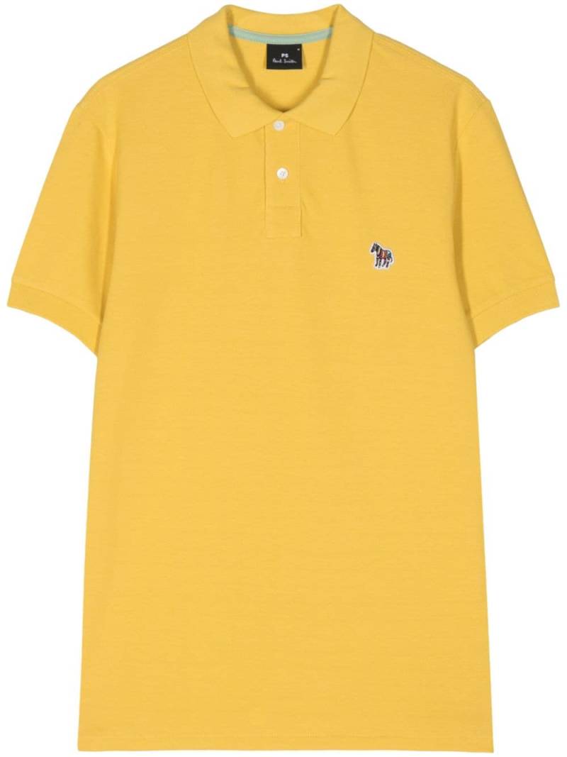 PS Paul Smith zebra-embroidered organic cotton polo shirt - Yellow von PS Paul Smith