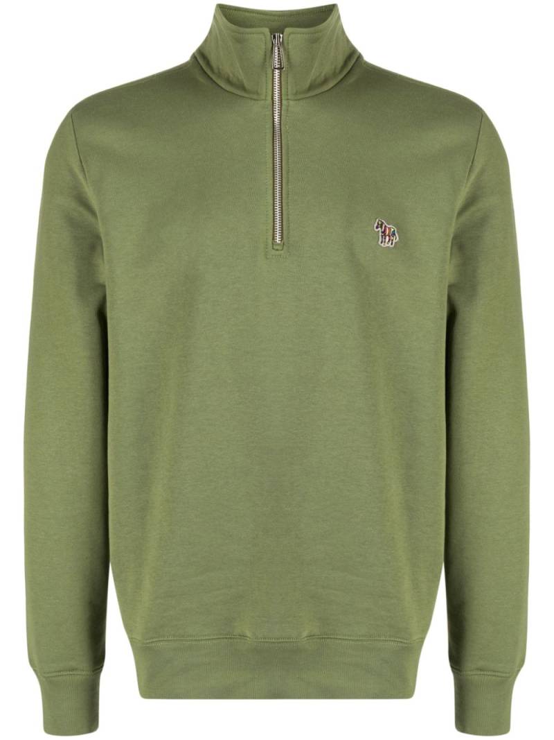 PS Paul Smith zebra-motif cotton half-zip sweatshirt - Green von PS Paul Smith