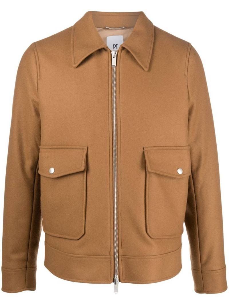 PT Torino zipped long-sleeved shirt jacket - Brown von PT Torino