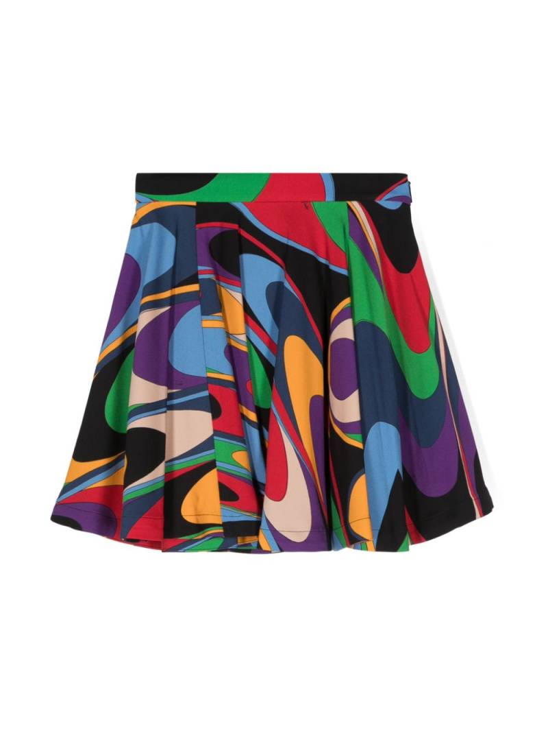 PUCCI Junior Iride-print cotton pleated skirt - Black von PUCCI Junior