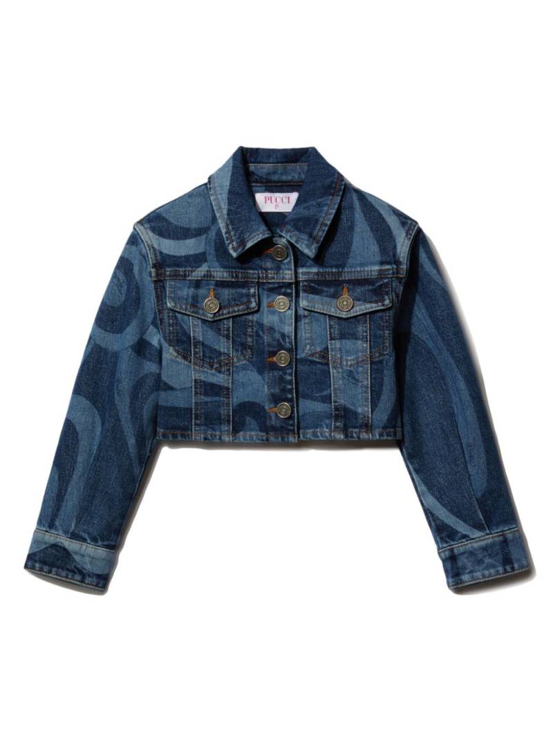 PUCCI Junior Marmo-print denim jacket - Blue von PUCCI Junior