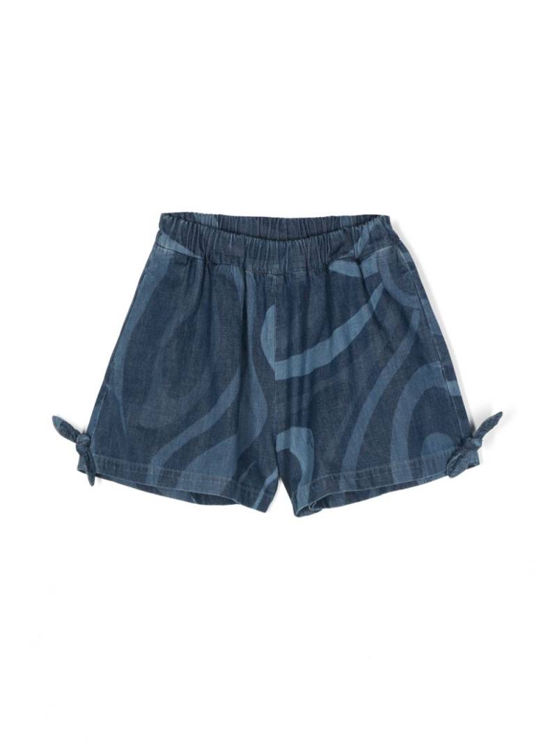 PUCCI Junior Marmo-print denim shorts - Blue von PUCCI Junior