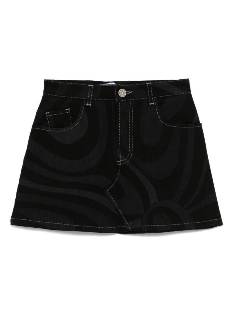 PUCCI Junior Marmo-print denim skirt - Black von PUCCI Junior