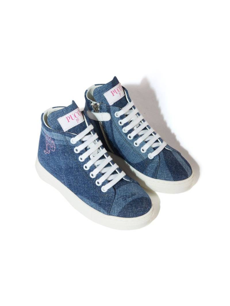 PUCCI Junior Marmo-print denim sneakers - Blue von PUCCI Junior