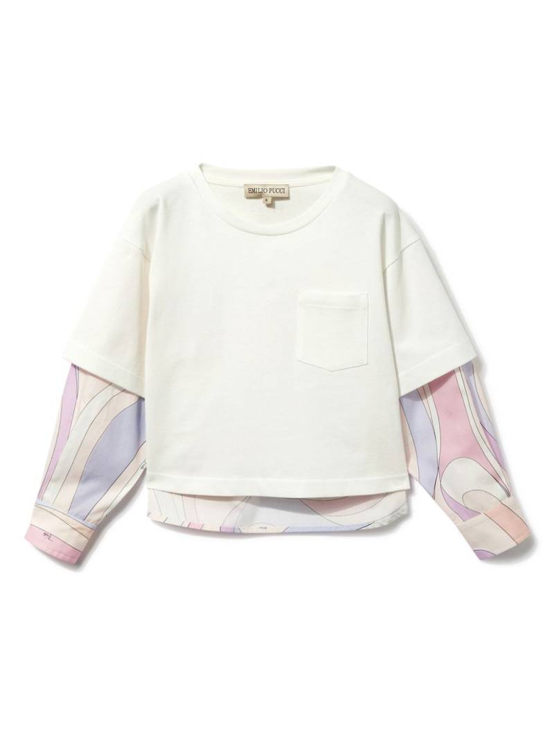 PUCCI Junior Marmo-print layered blouse - White von PUCCI Junior