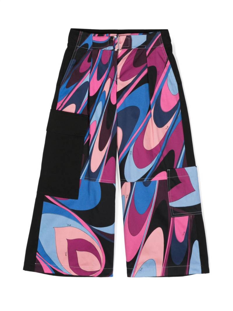 PUCCI Junior Marmo-print wide-leg trousers - Black von PUCCI Junior