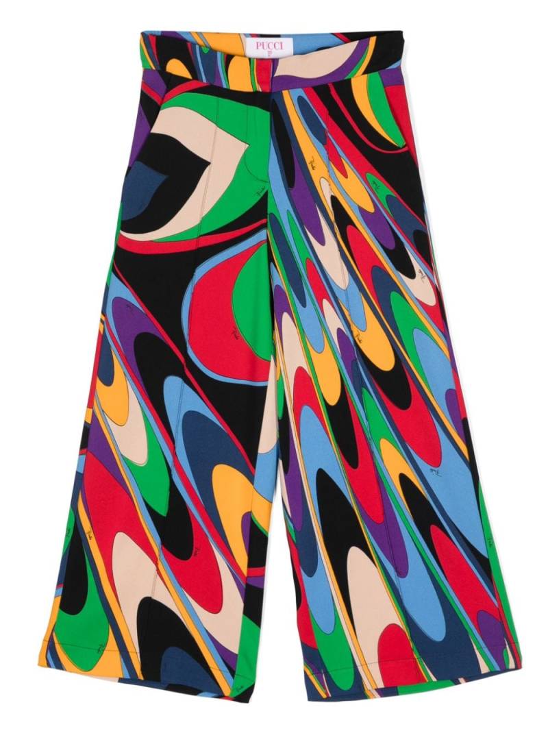 PUCCI Junior Onde-print wide-leg trousers - Black von PUCCI Junior