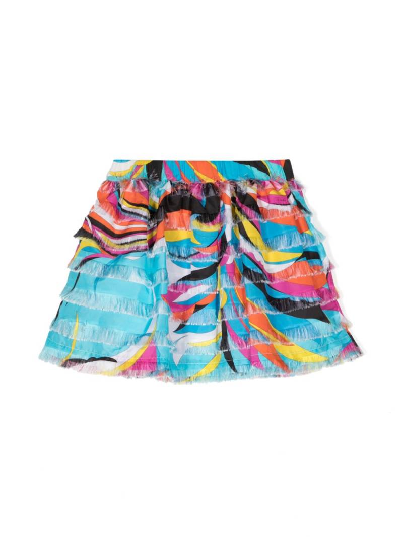 PUCCI Junior Swirl-print tiered skirt - Blue von PUCCI Junior