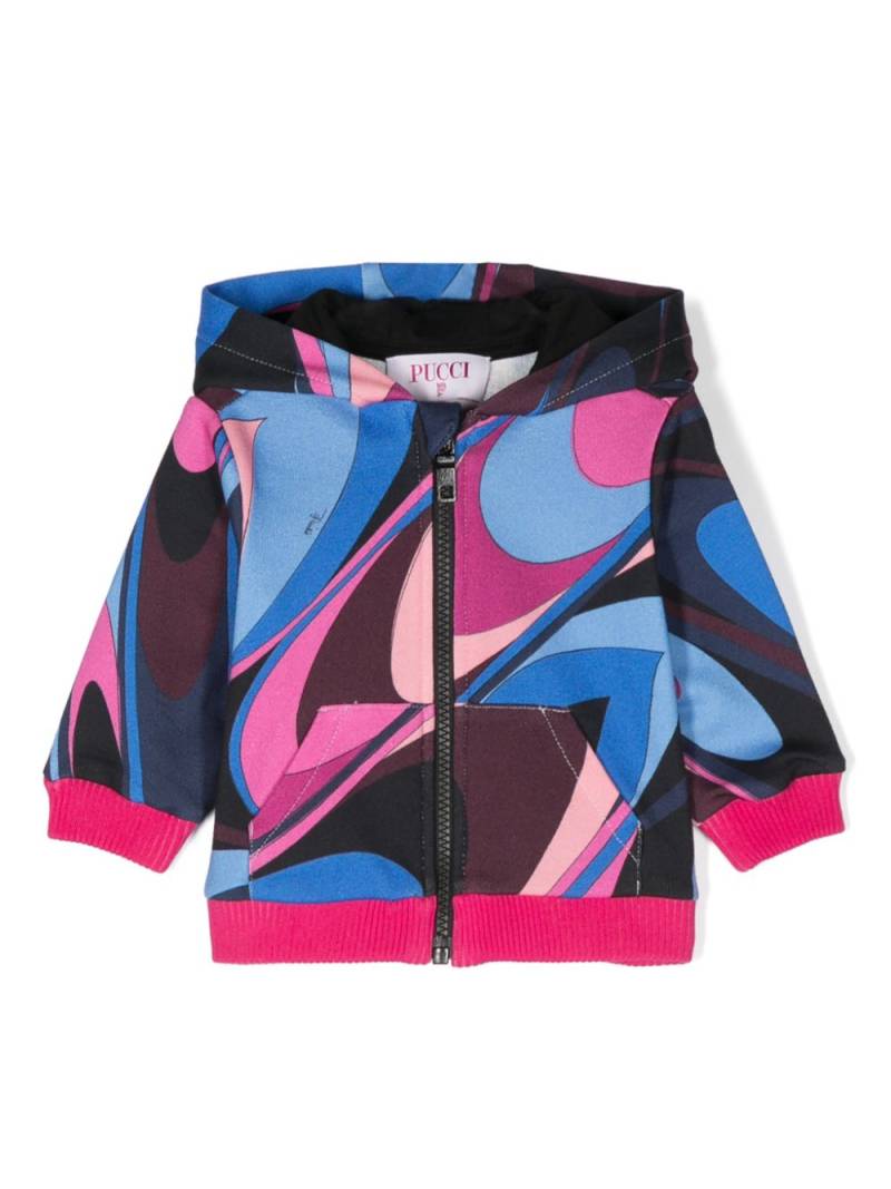 PUCCI Junior abstract-print cotton zip-up hoodie - Blue von PUCCI Junior