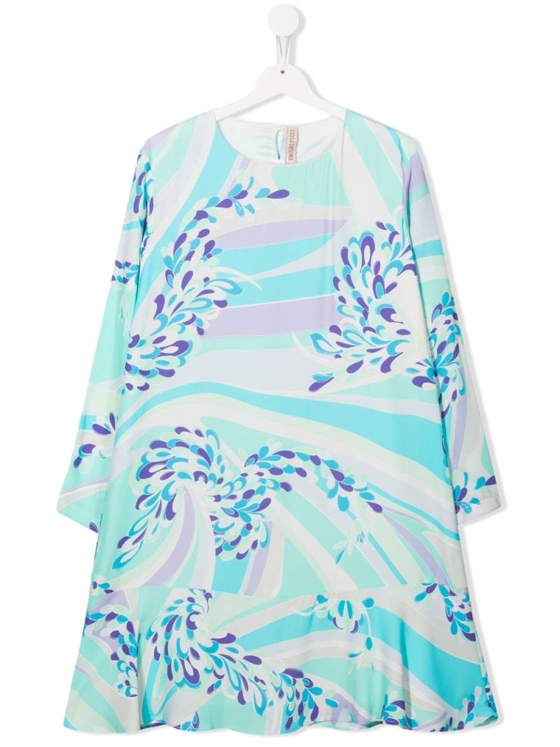 PUCCI Junior abstract-print peplum dress - Blue von PUCCI Junior