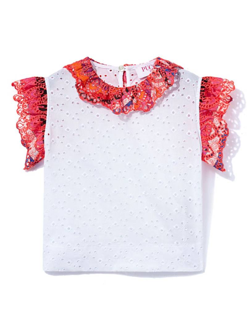 PUCCI Junior broderie-anglaise cotton blouse - White von PUCCI Junior