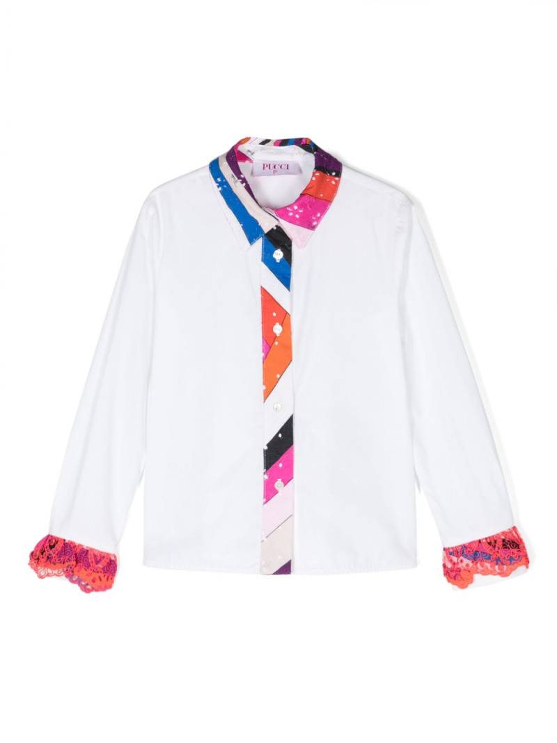 PUCCI Junior contrasting-trim cotton shirt - White von PUCCI Junior