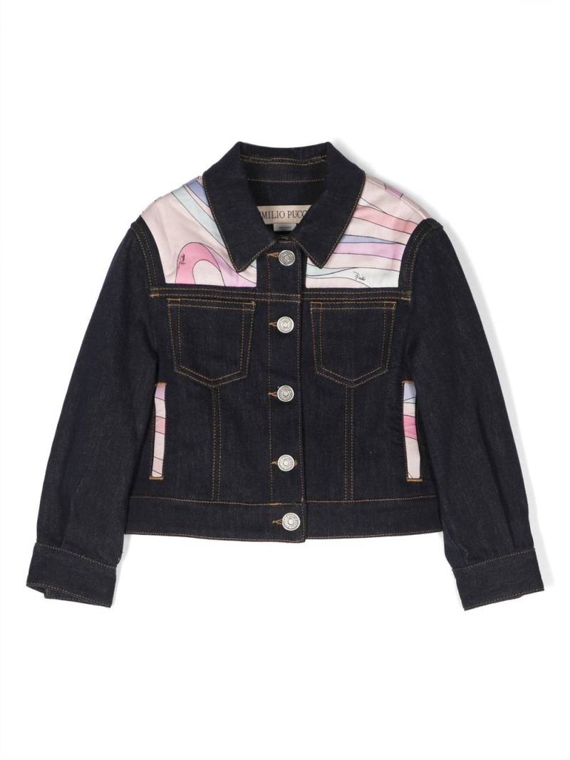 PUCCI Junior graphic-print panelled denim jacket - Blue von PUCCI Junior