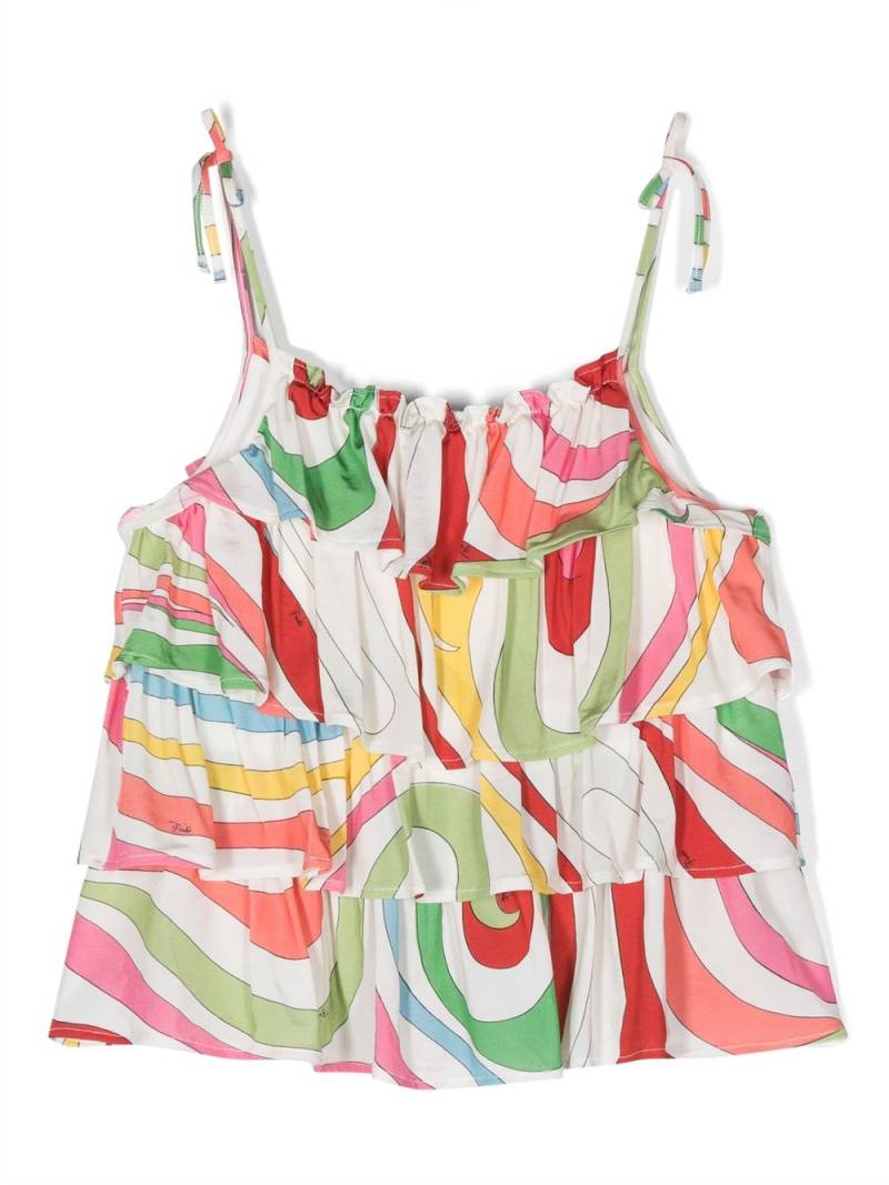 PUCCI Junior graphic-print tiered blouse - White von PUCCI Junior